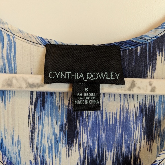 Cynthia Rowley Patterned Tank Blouse Blue Small - Picture 6 of 6